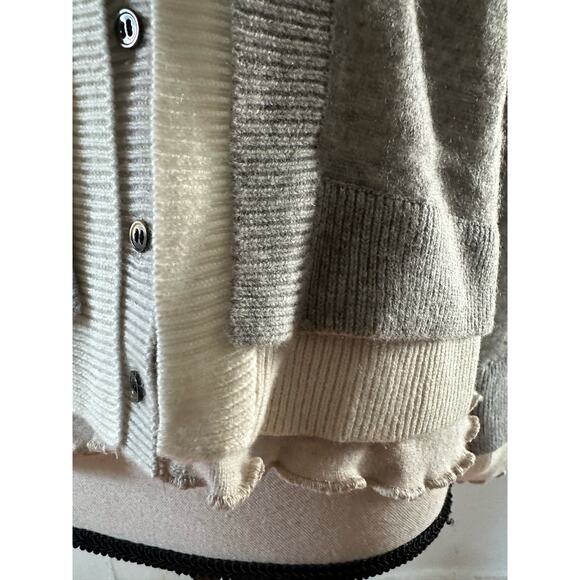 NWT Diane Snyder Cashmere Glenn Triple Band Gray Layered Cardigan size M - Picture 10 of 16